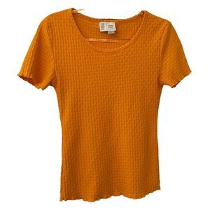 Anthropologie Saturday Sunday Mustard Short Sleeve Textured Knit Top, Size S